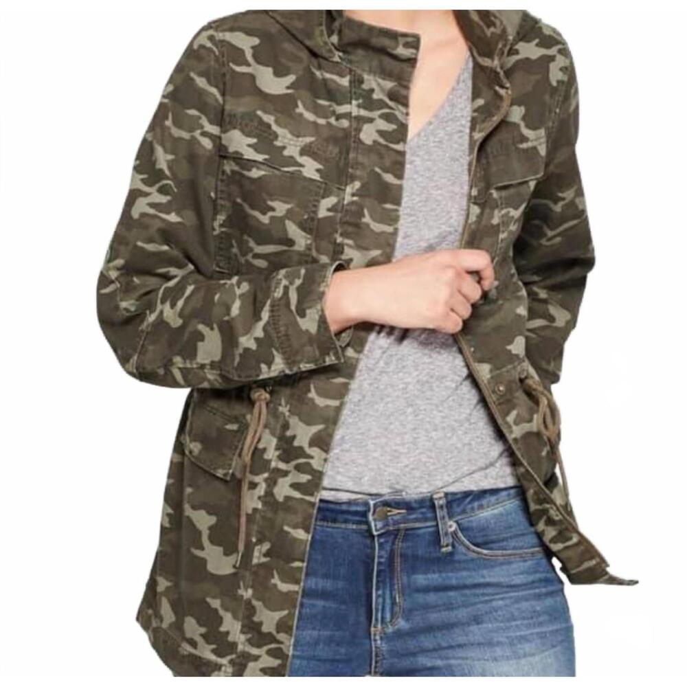 Universal‎ Thread Camo Jacket - XS  Green Camo Hooded Full Zip Snap Pockets